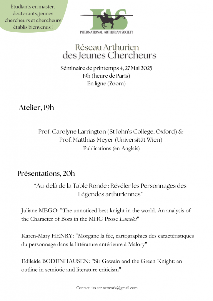Colloques — affiche séminaire Réseau Arthurien 2025